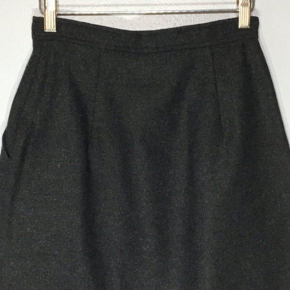 Vintage 80s 90s Dark Grey Business Skirt, Retro Button Waist Casual Office Skirt - Picture 9 of 12